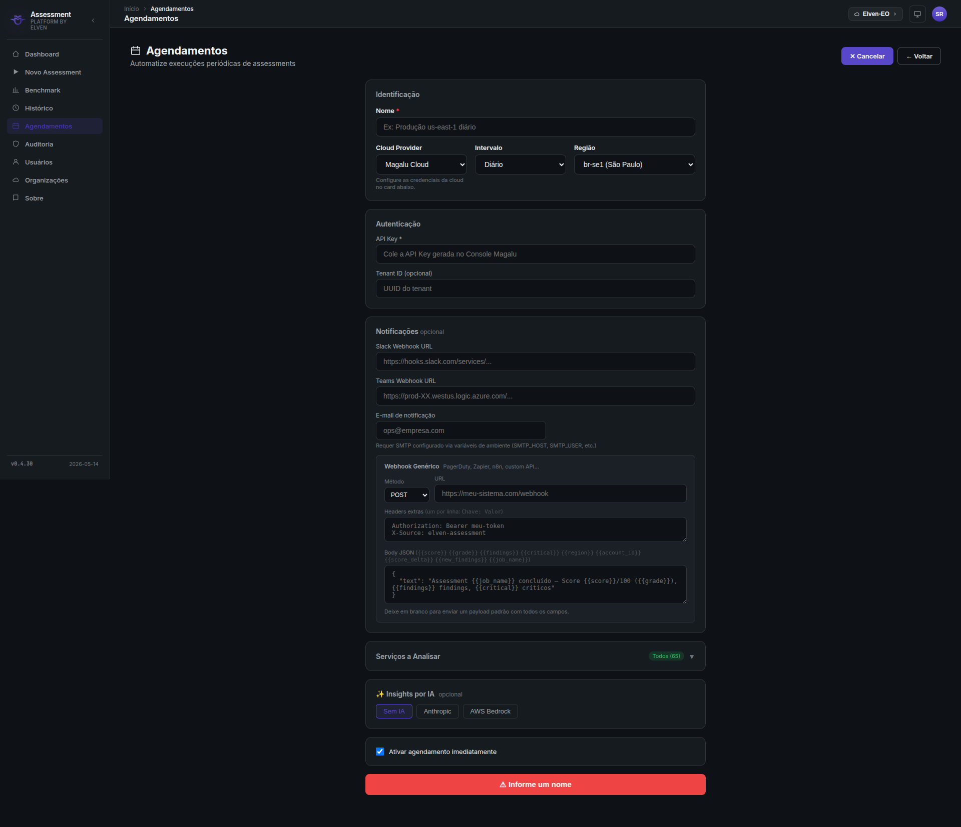 Agendamento Magalu Cloud
