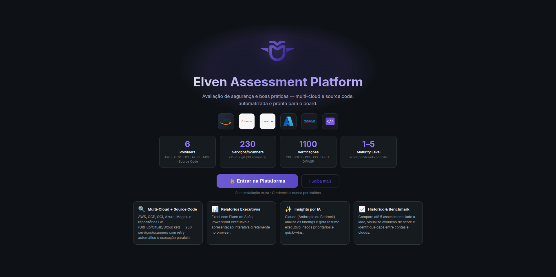 Landing page do Elven Assessment